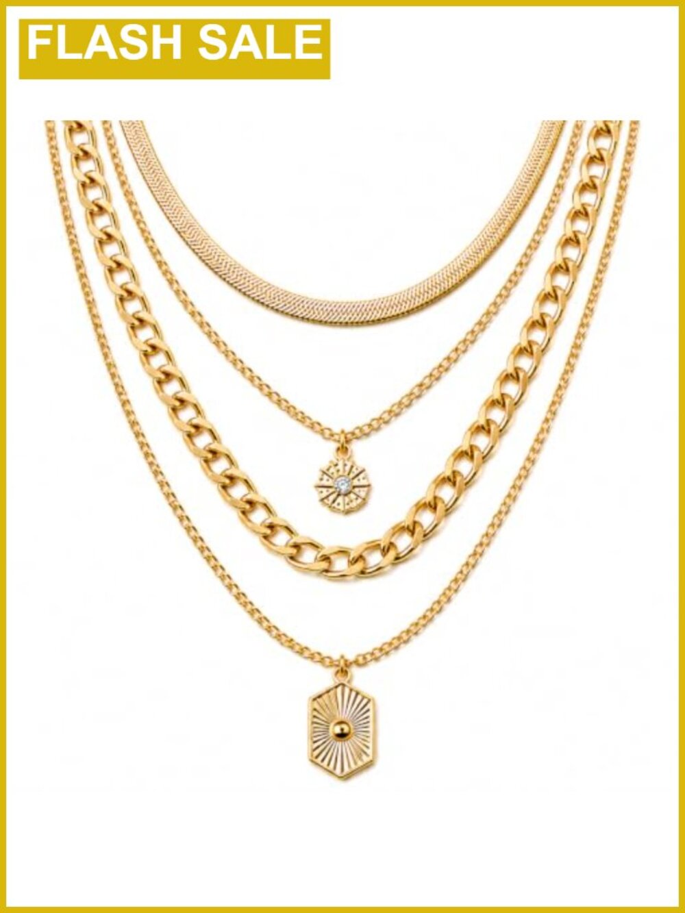 Layered Choker Necklace Chunky Chain Tassel Pendant Statement Women Party